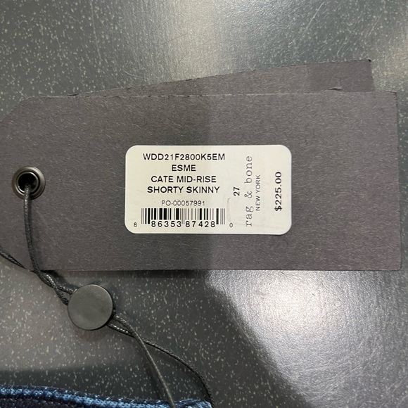 NWT Rag and Bone Cate Mid Rise Skinny Dark Blue Esme 27 - Picture 6 of 7